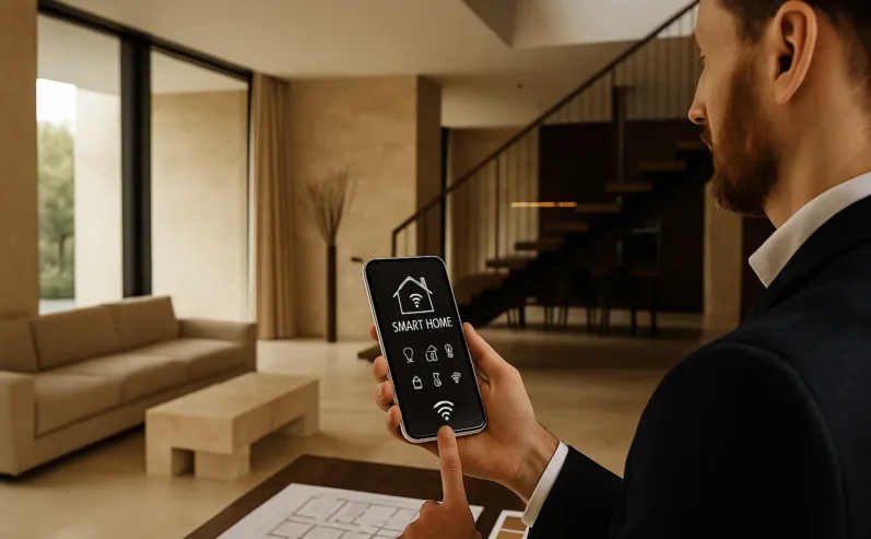 smart home wnętrza, inteligentny dom projekt, architekt wnętrz smart home, nowoczesne mieszkanie z automatyką, smart home Łódź / Warszawa